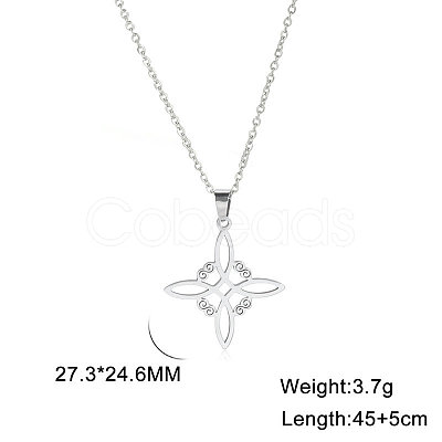 Witch Knot 304 Stainless Steel Hollow Pendant Necklaces for Women FS-WGCB0A9-08-1