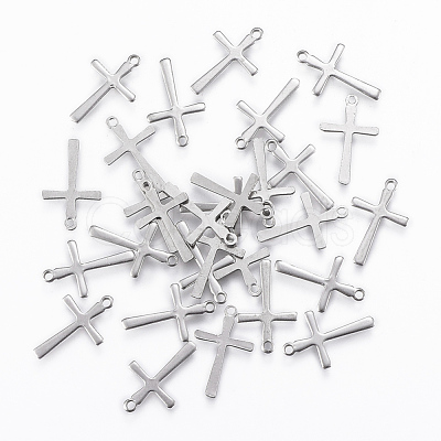 Non-Tarnish 201 Stainless Steel Tiny Cross Charms X-STAS-L197-36P-1