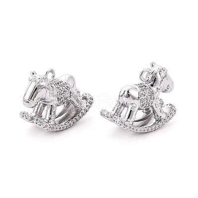Brass Pave Clear Cubic Zirconia Pendants KK-T081-01P-1