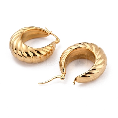 Ion Plating(IP) 304 Stainless Steel Hoop Earrings LS-EJEW-O096-35G-1
