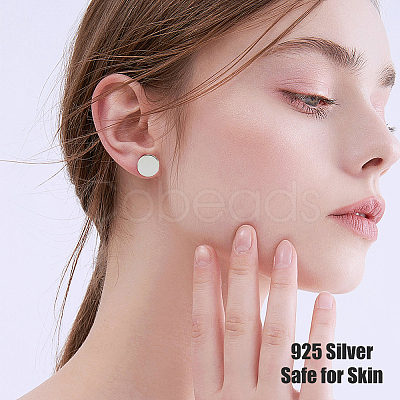 20Pcs 925 Sterling Silver Flat Round Stud Earring Findings STER-DC0001-28-1