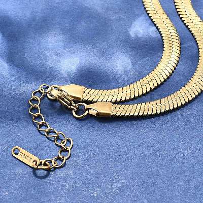 Ion Plating(IP) 304 Stainless Steel Herringbone Chain Necklace for Men Women X-NJEW-E076-03E-G-1