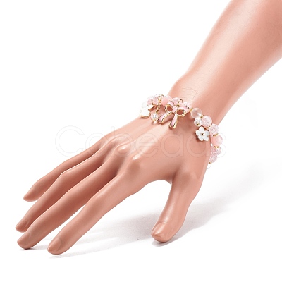 Synthetic Crackle Quartz & Natural Yellow Jade Beaded Stretch Bracelet BJEW-JB08527-01-1