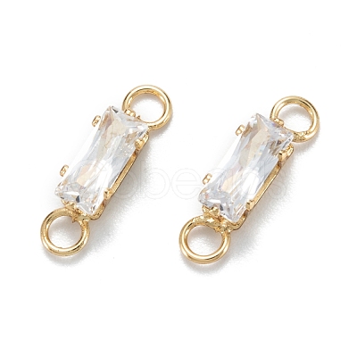 Brass Clear Cubic Zirconia Links Connectors ZIRC-G170-16G-1