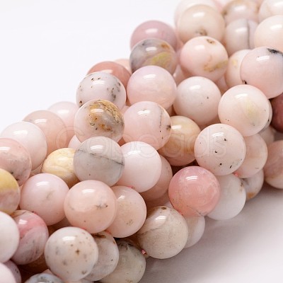 Round Natural Pink Opal Beads Strands G-K071-12mm-1
