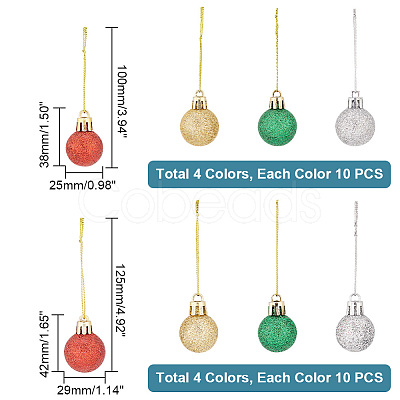 AHADERMAKER 80Pcs 8 Style Christmas Ball Plastic Hanging Ornament AJEW-GA0006-01-1