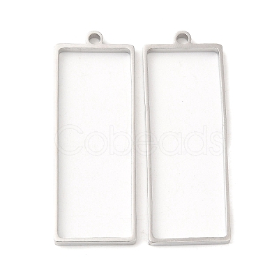 Non-Tarnish 304 Stainless Steel Open Back Bezel Rectangle Pendants STAS-Z040-06B-P-1