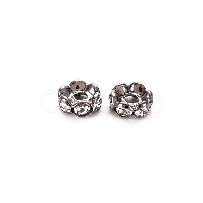 Brass Rhinestone Spacer Beads RB-A006-6MM-B-1