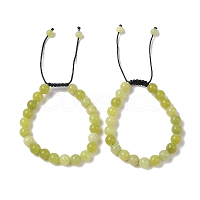 8mm Round Natural Lemon Jade Braided Bead Bracelets BJEW-C067-01B-02-1