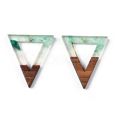 Transparent Resin & Walnut Wood Pendants RESI-ZX017-22-1