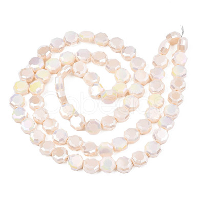 Electroplate Opaque Solid Color Glass Beads Strands EGLA-N002-27-B04-1