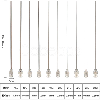 BENECREAT 10Pcs 10 Style Iron Dispensing Needles TOOL-BC0001-26-1