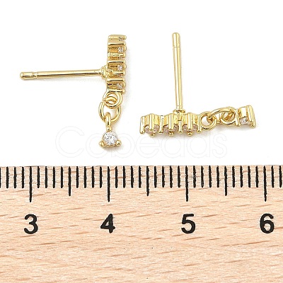 Brass Micro Pave Clear Cubic Zirconia Stud Earrings EJEW-R016-26G-01-1