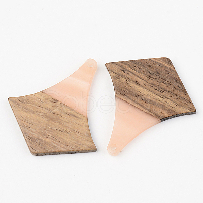 Opaque Resin & Walnut Wood Pendants RESI-S389-055A-C02-1