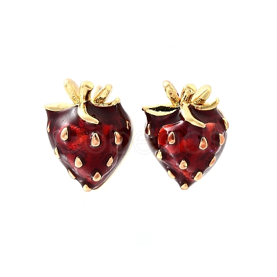 Brass Enamel Stud Earrings EJEW-F372-01A-G-1