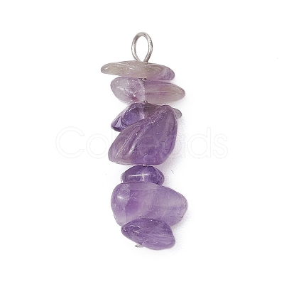 3Pcs Natural Rose Quartz & Amethyst & Lapis Lazuli Chip Beaded Constellation Pendants PALLOY-JF03043-07-1