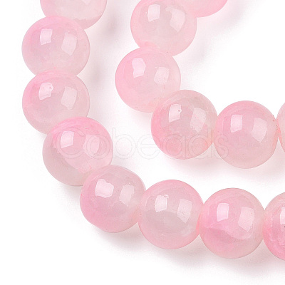 Crackle Baking Paint Imitation Jade Glass Beads Strands DGLA-T003-8mm-01-1