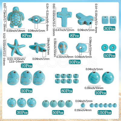 12 Styles Synthetic Turquoise Beads TURQ-SP0001-01B-1