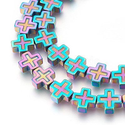 Electroplated Non-magnetic Synthetic Hematite Beads Strands G-P392-F03-1