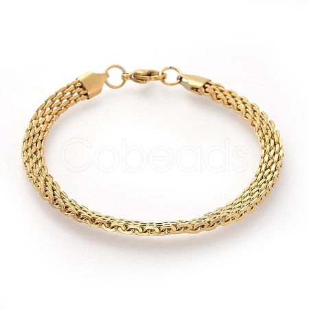 304 Stainless Steel Mesh Chain Bracelets BJEW-G618-06G-1