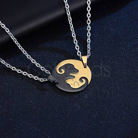 Valentine's Day 201 Stainless Steel Dog Puppy Puzzle Couple Necklaces for Women Men WGE4B3D-01-1