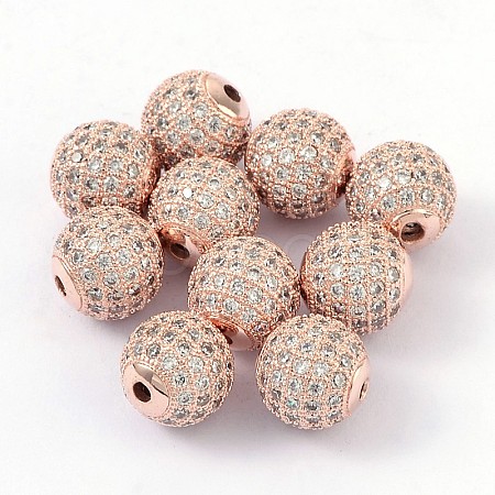 Brass Cubic Zirconia Beads ZIRC-D003-2R-1