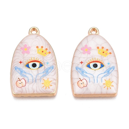 Printed Rack Plating Alloy Enamel Pendants ENAM-T020-03A-1