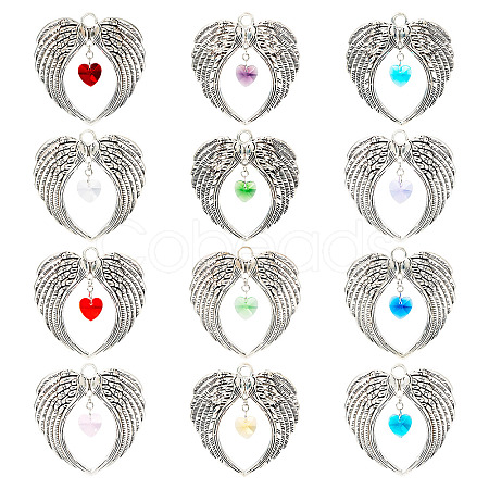12Pcs 12 Colors Tibetan Style Alloy Big Pendants FIND-TA0004-24-1
