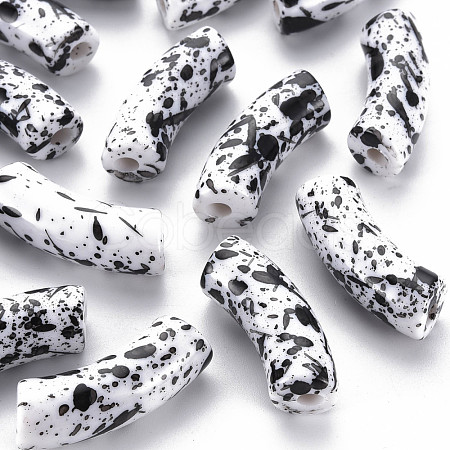 Opaque Spray Painted Acrylic Beads MACR-S372-001F-B04-1