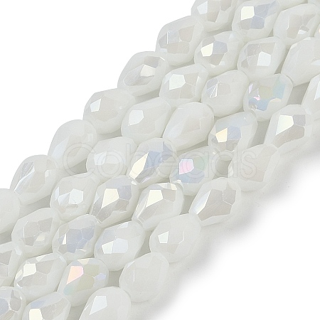 Opaque Solid Color Electroplate Glass Beads Strands EGLA-N013-P8mm-B02-1