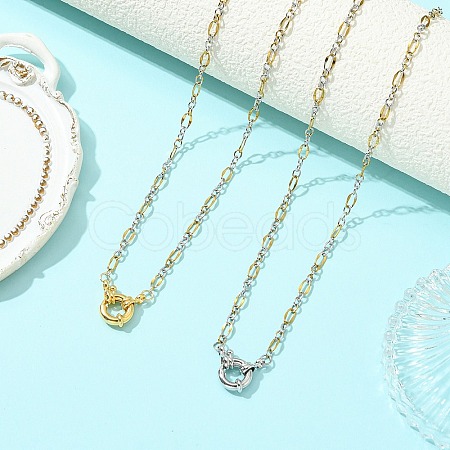 2Pcs 2 Colors 3MM Two Tone 304 Stainless Steel Figaro Chain Necklaces NJEW-JN06465-1