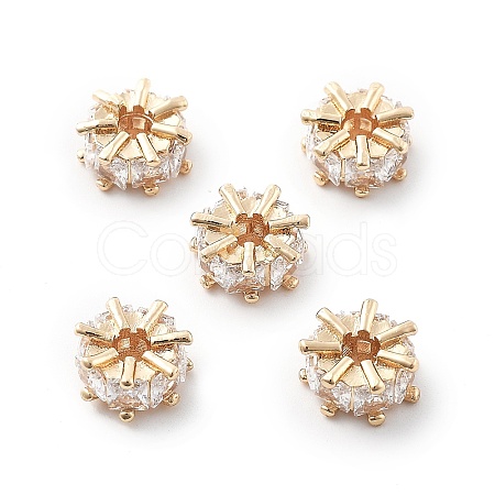 Brass Micro Pave Cubic Zirconia Beads KK-R216-01KCG-1