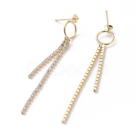 Brass Cubic Zirconia Tassels Stud Earring Findings X-KK-S350-050G-1