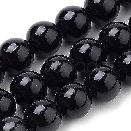 Natural Black Onyx Beads Strands X-G-S259-19-10mm-1