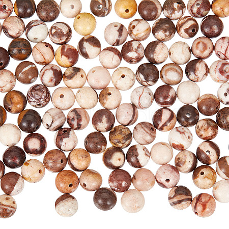2 Strands Natural Zebra Jasper Round Beads Strands G-GO0001-34-1