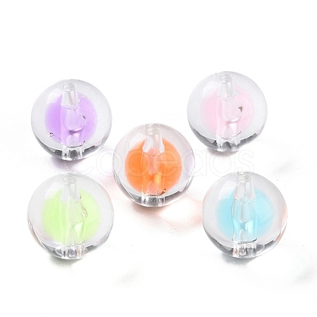 UV Plating Iridescent Transparent Acrylic Bead in Bead OACR-H112-08A-1