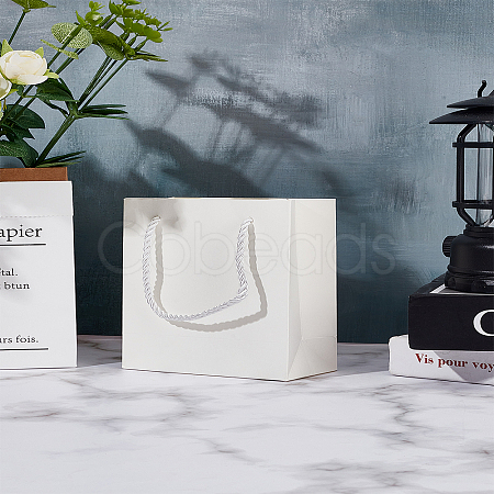Blank Paper Packaging Bags with Polyester Handles ABAG-WH0063-082-1