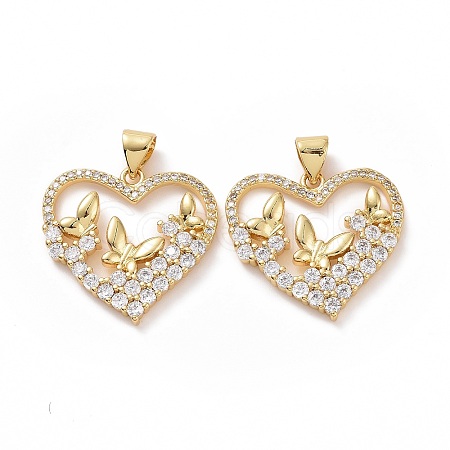 Brass Cubic Zirconia Pendants ZIRC-I062-05G-1