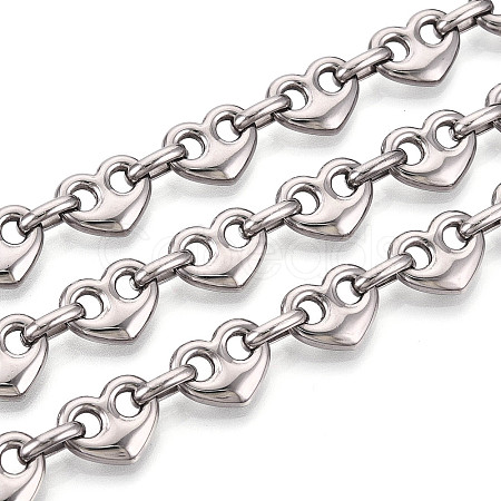 304 Stainless Steel Heart Link Chains CHS-Q009-03P-02-1