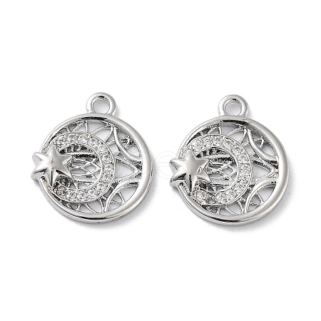 Brass Micro Pave Clear Cubic Zirconia Charms KK-F871-44P-1