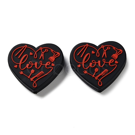 Food Grade Heart with Word Love Silicone Focal Beads LS-SIL-NH0001-01B-1