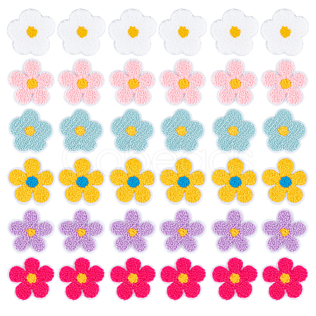 36Pcs 6 Colors Towel Embroidery Style Cotton Iron on/Sew on Patches DIY-GO0002-60-1