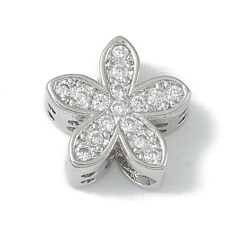 Rack Plating Brass Micro Pave Clear Cubic Zirconia Beads KK-A220-11A-P-1