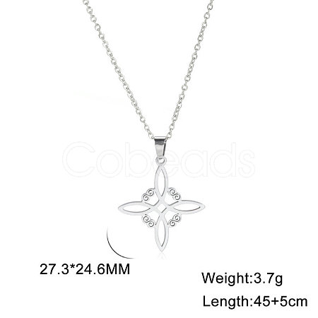 Witch Knot 304 Stainless Steel Hollow Pendant Necklaces for Women FS-WGCB0A9-08-1
