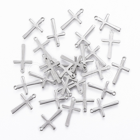 Non-Tarnish 201 Stainless Steel Tiny Cross Charms X-STAS-L197-36P-1