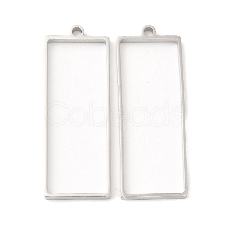 Non-Tarnish 304 Stainless Steel Open Back Bezel Rectangle Pendants STAS-Z040-06B-P-1