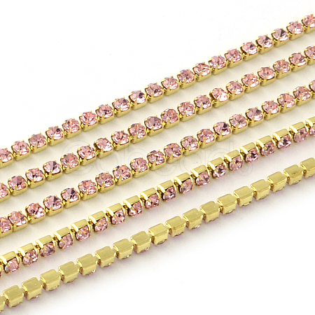 Nickel Free Raw(Unplated) Brass Rhinestone Strass Chains CHC-R119-S6-15C-1-1