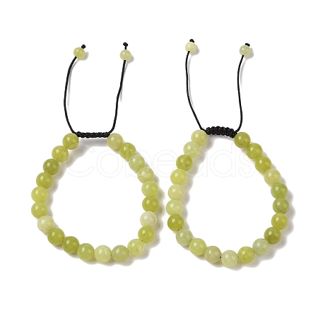 8mm Round Natural Lemon Jade Braided Bead Bracelets BJEW-C067-01B-02-1