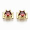 Brass Micro Pave Cubic Zirconia Cabochons, Fit Floating Locket Charms, Hexagon, Real 16K Gold Plated, Red, 7.5x5x3.5mm