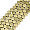 Electroplate Non-magnetic Synthetic Hematite Beads Strands, Rhombus, Real 18K Gold Plated, 5x6x2.5mm, Hole: 0.9mm, about 82~84pcs/strand, 15.75 inch(40cm)